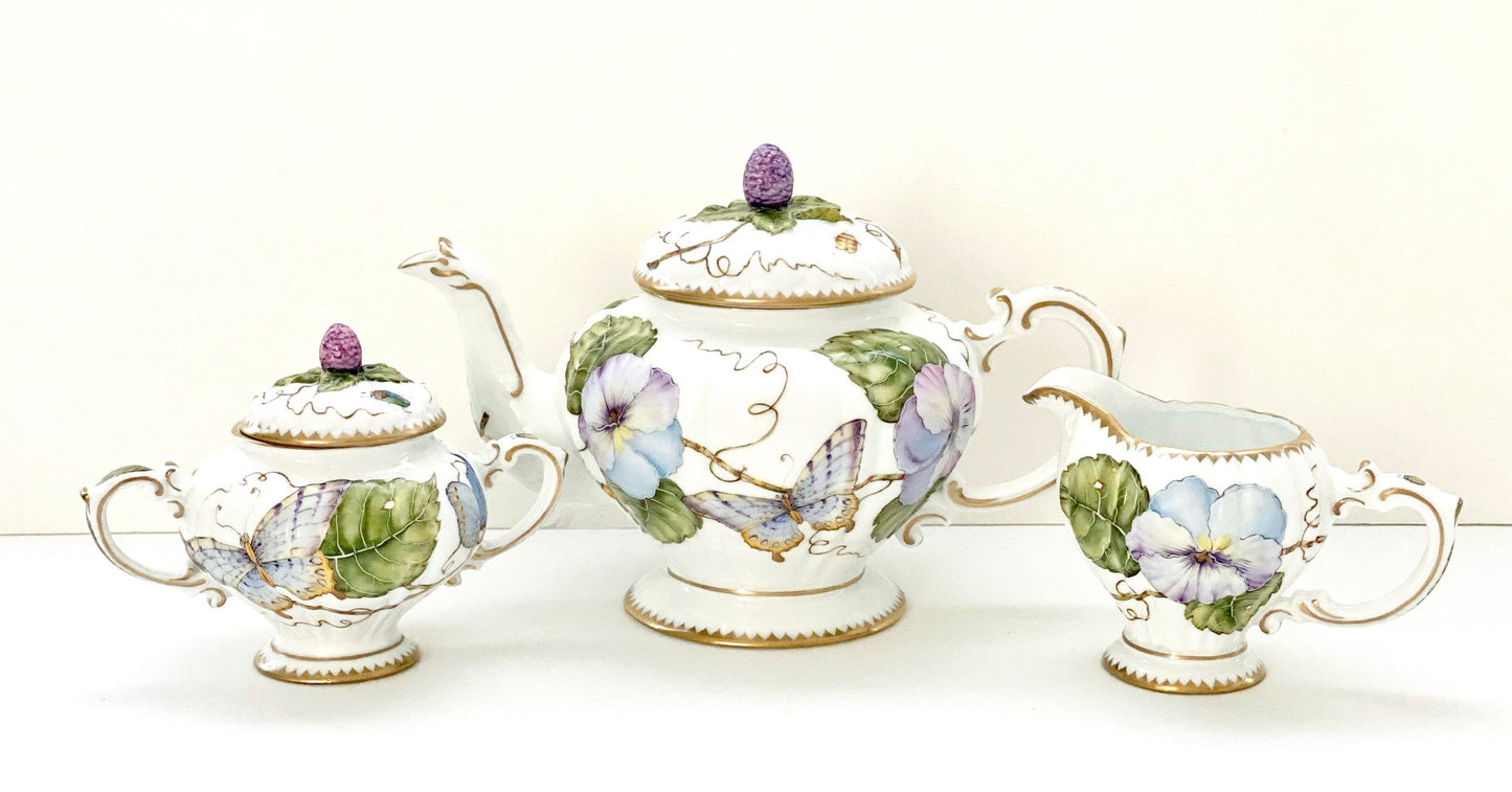AW3813 - 3 pc. Pansy Tea Set