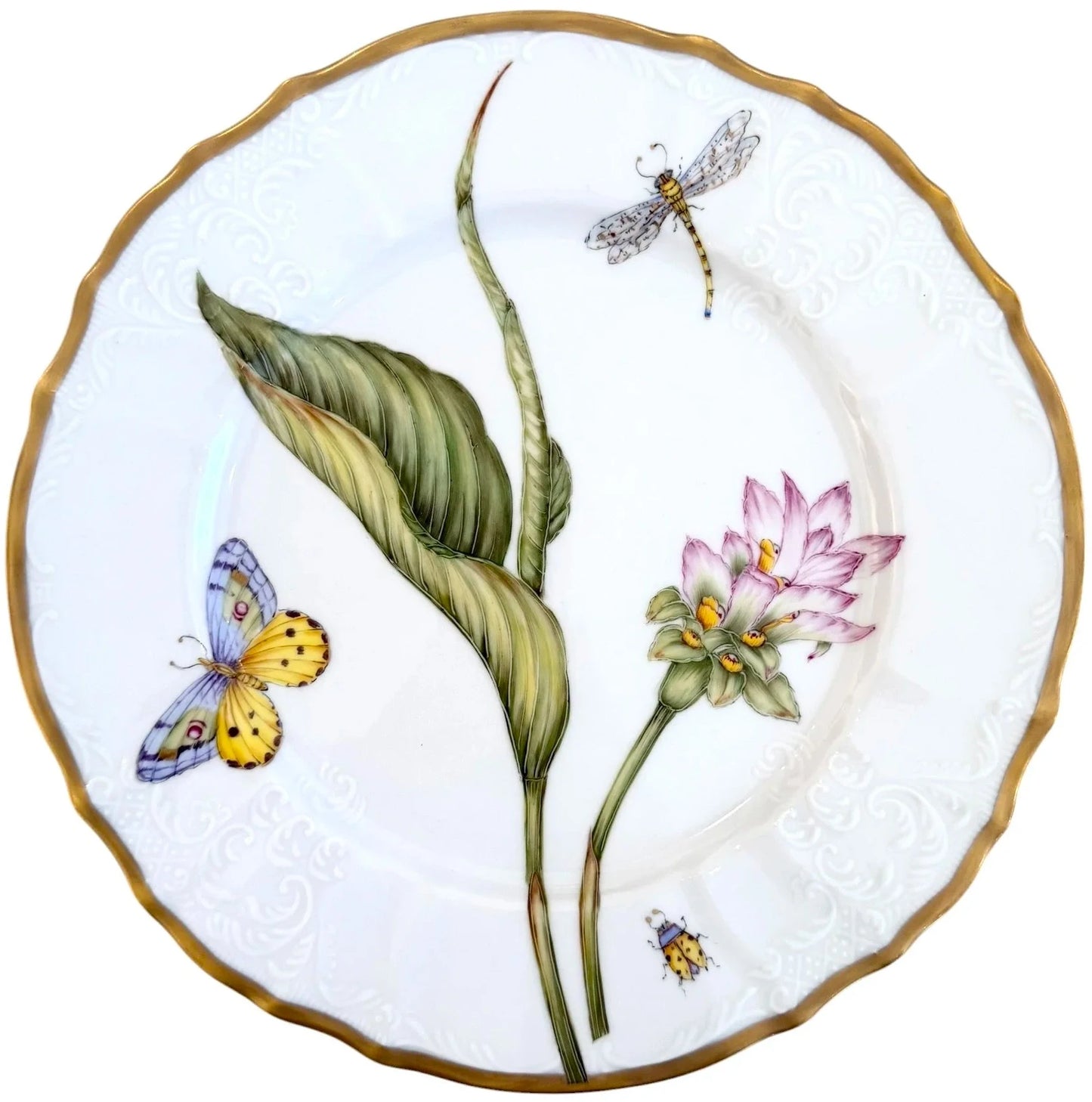 PKF1G - Botanical Art Dinner Plate - Rich Gold Border