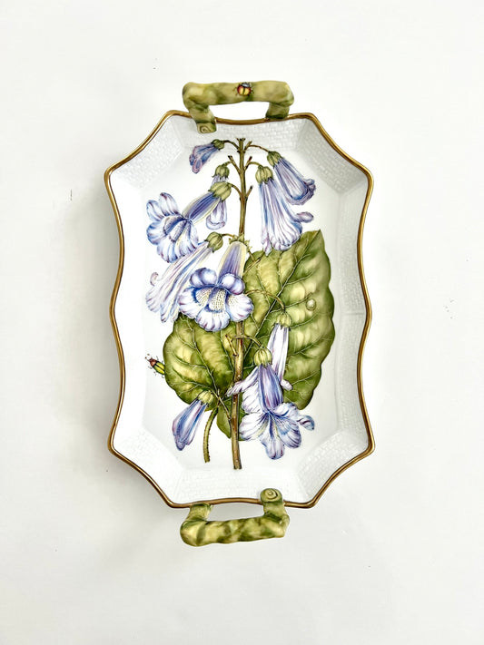 M321 - Blue Flower Tray with Handles