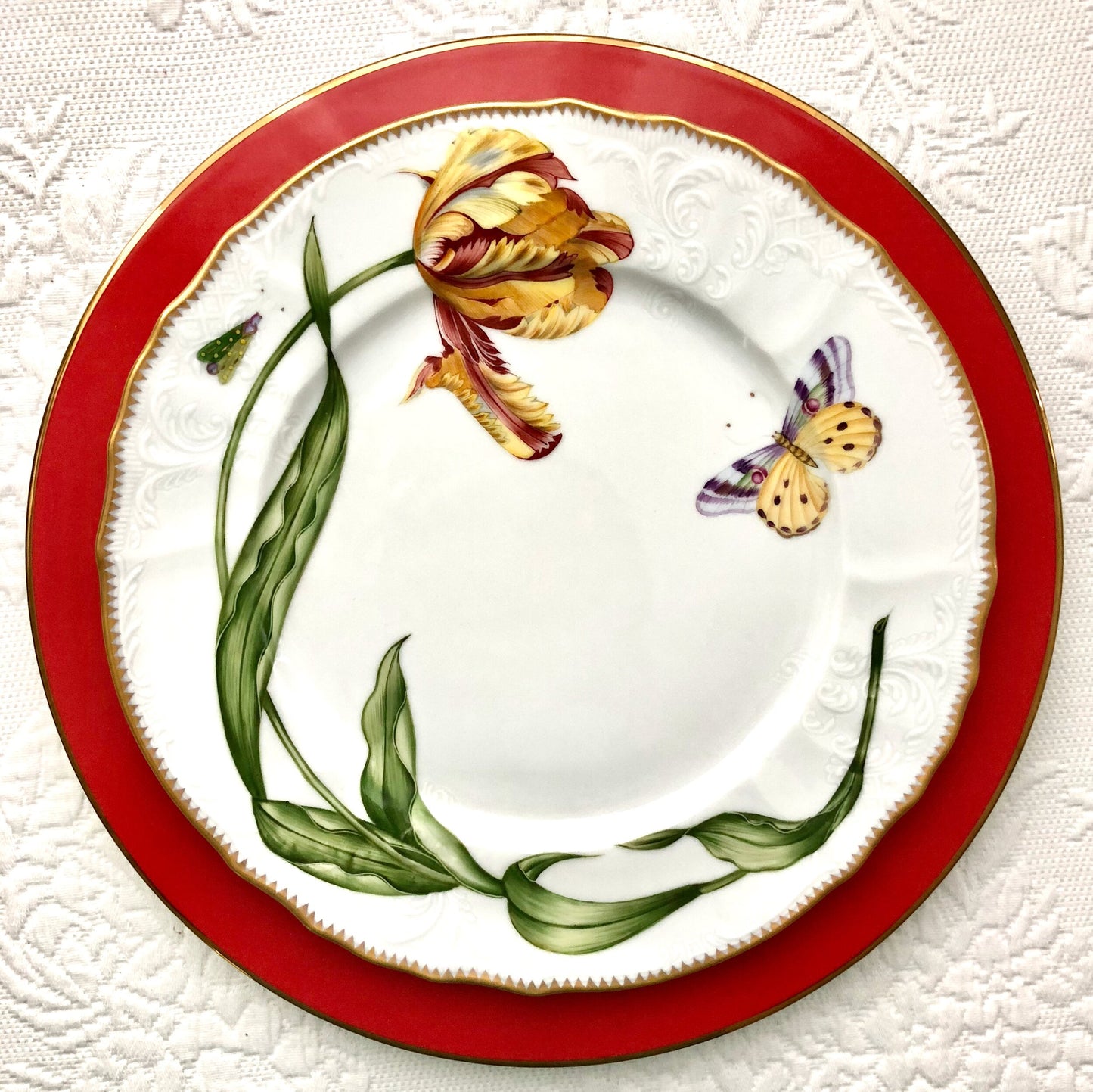 476 - Old Master Tulips Collection Hand Painted Dinner Plate
