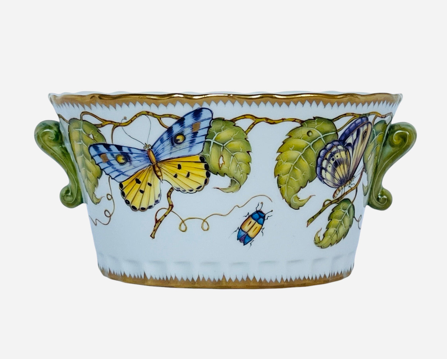 M357 - Green Leaves Oval Cachepot