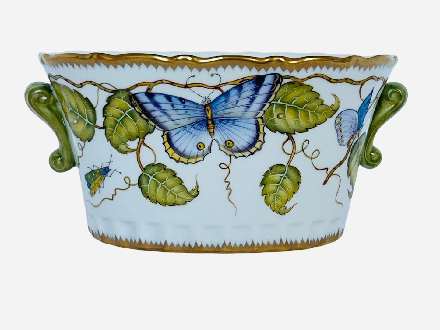 M357 - Green Leaves Oval Cachepot