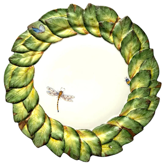 AW747 - Embossed Green Leaf Dinner Plate