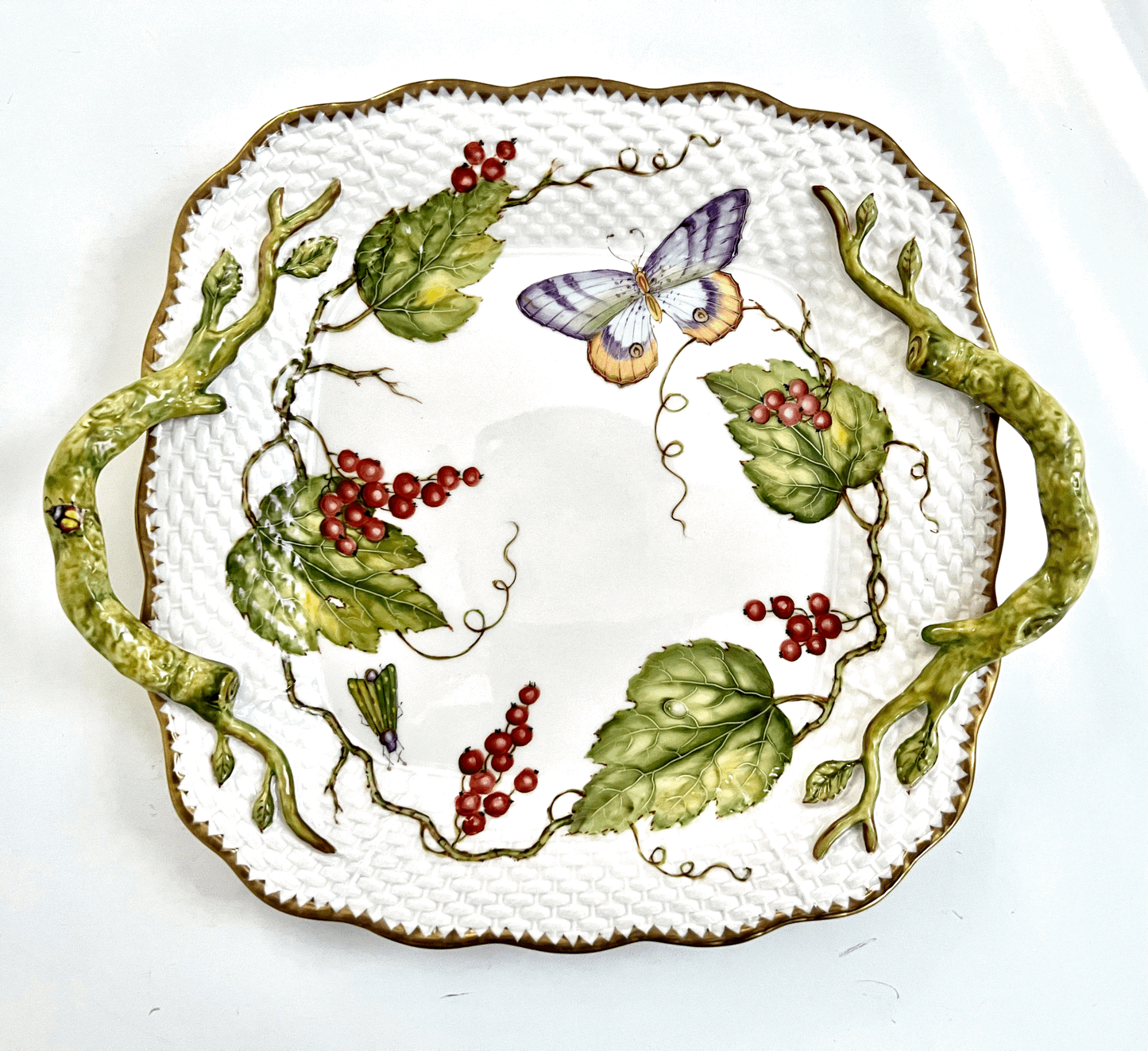 RBS23 - Red Berry Square Tray with Handles